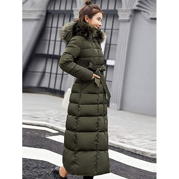 Women Winter Coat Down Jacket Ladies Fur Hooded Long Quilted