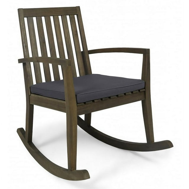 Noble House Montrose Outdoor Acacia Wood Rocking Chair in Gray (Set of 2)