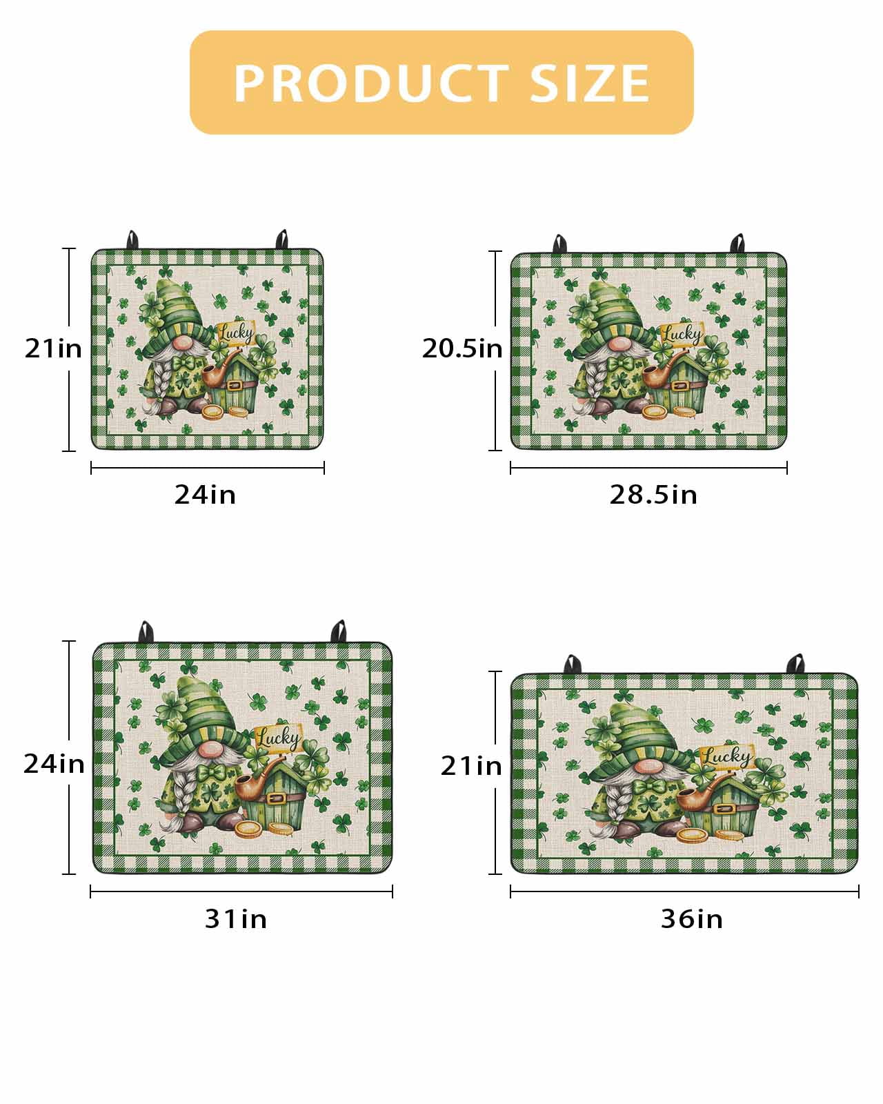 Large Induction Cooktop Protector Mat St. Patrick's Day Stove Top Covers for Electric Stove, Gnomes Shamrock Farmhouse Plaid Beige Decorative Stove Burner Cover Mats, Glass Top Stove Cover