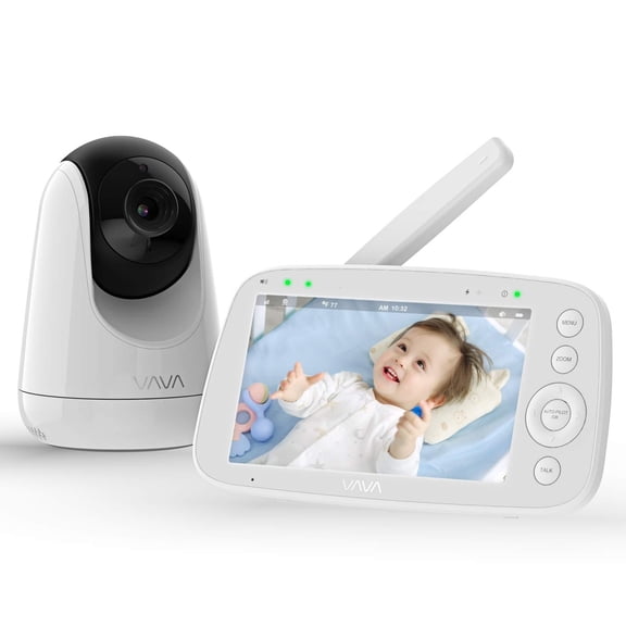 Open Box VAVA 5" 720P HD Video Baby Monitor with Night Vision, Zoom/Pan/Tilt, and 2-Way Audio, White-New