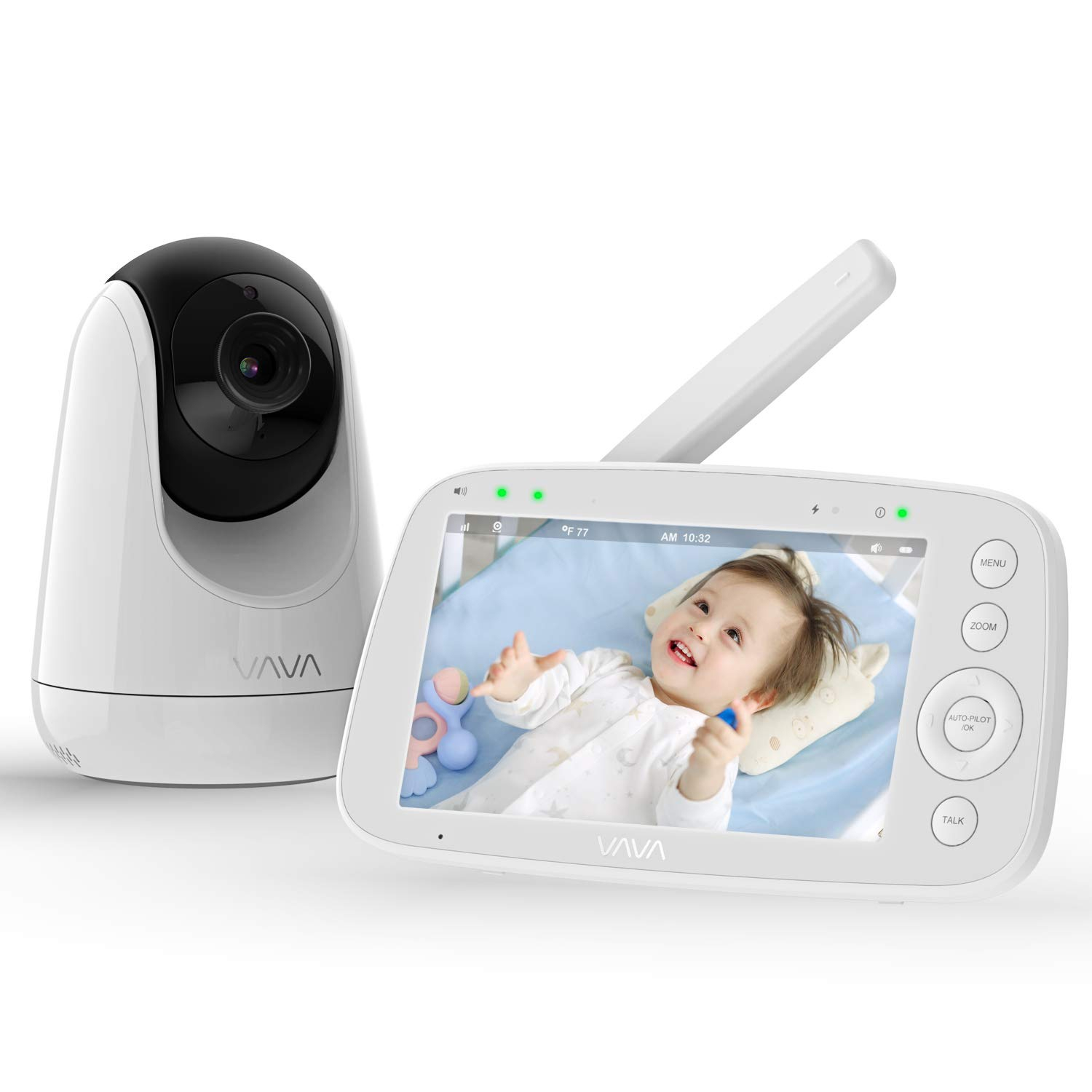 Monitor　VAVA　2-Way　Screen　Video　Handheld　5-Inch　Baby　720P　with　and　Audio,　White