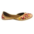 thumbnail image 2 of Ladies Peach Thread Work Punjabi Jutti Ethnic Mojari Handmade Loafers Flat Shoes US 9/ EURO 40, 2 of 5