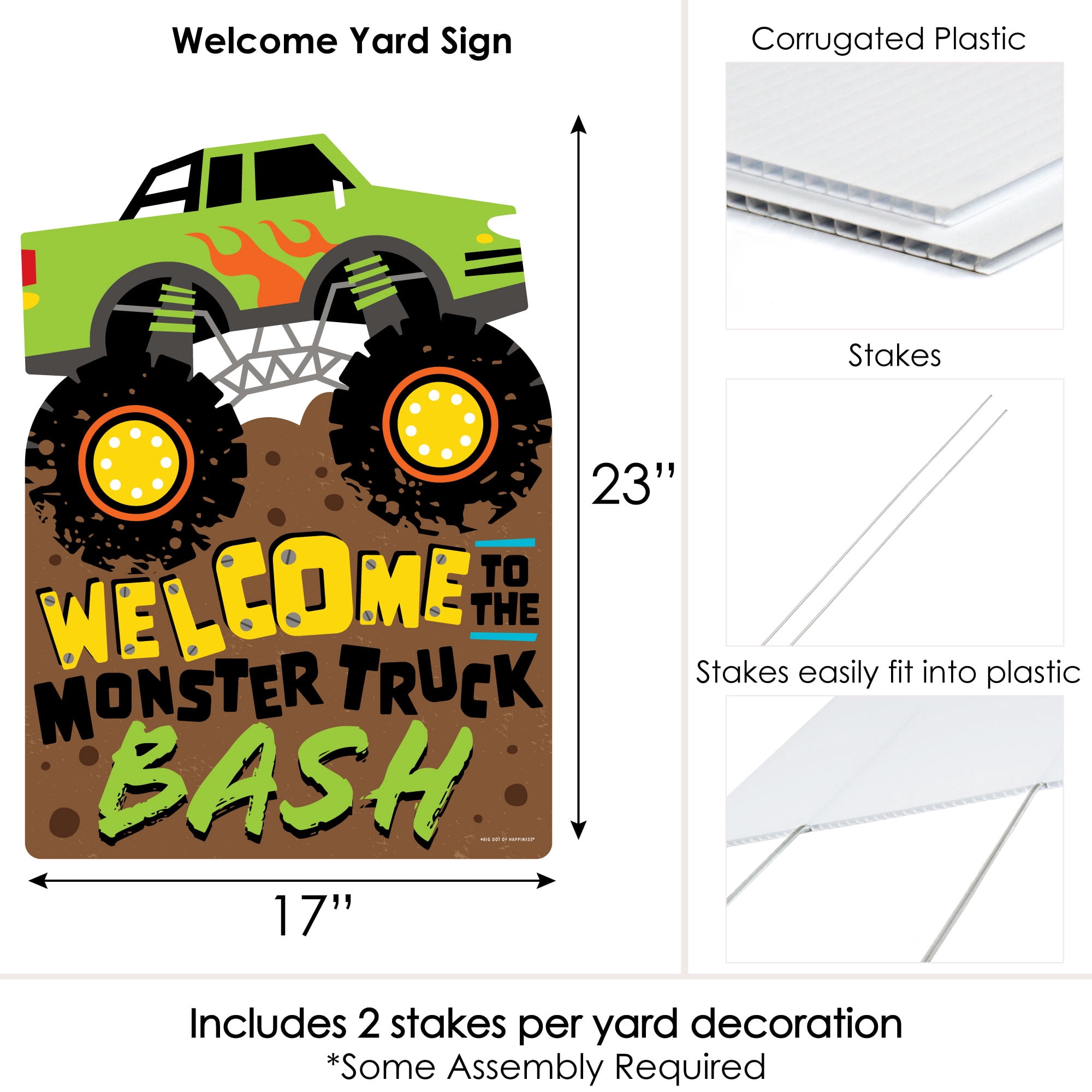 Big Dot of Happiness Smash and Crash - Monster Truck - Party Decorations - Boy Birthday Party Welcome Yard Sign
