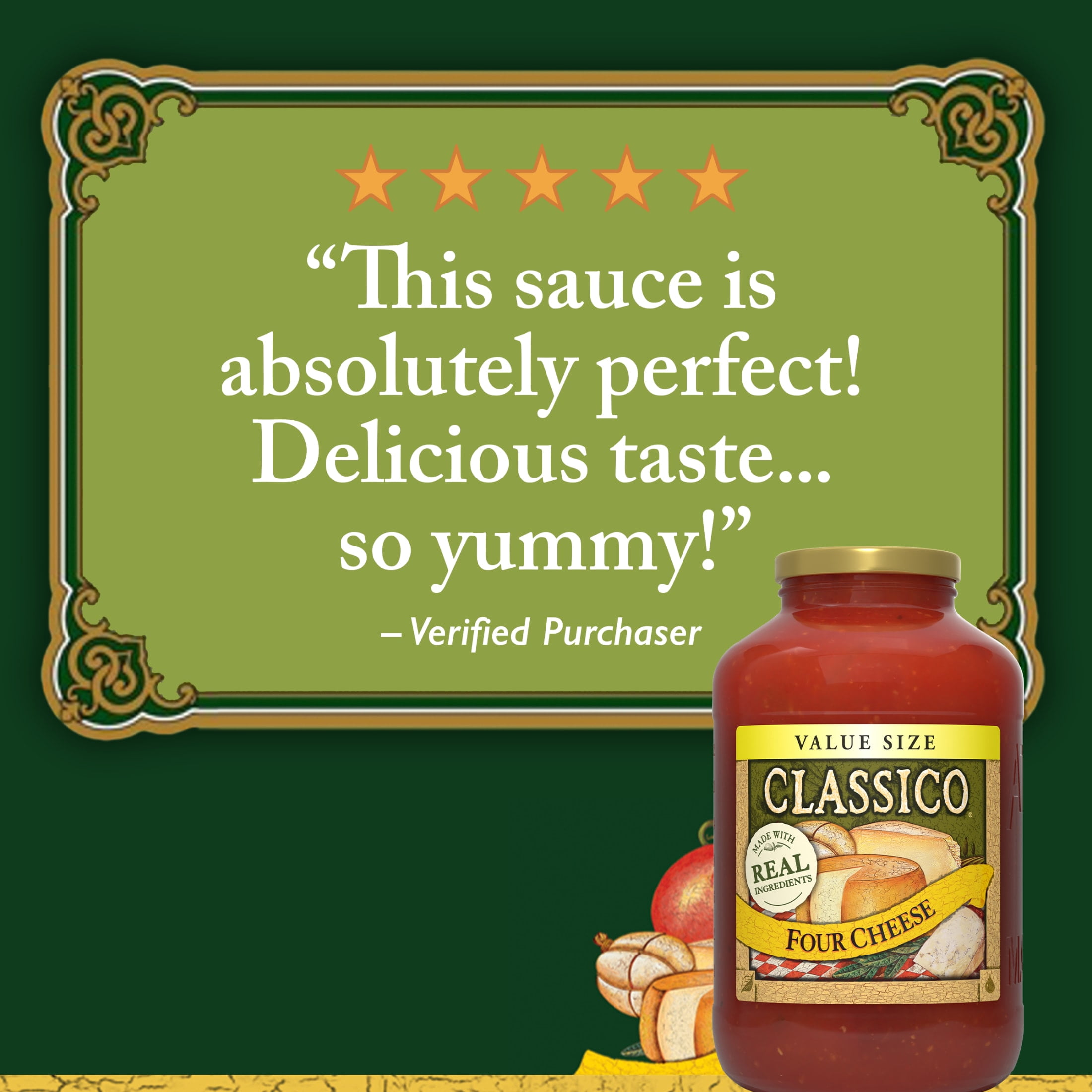 (6 pack) Classico Four Cheese Pasta Sauce Value Size, 44 oz Jar