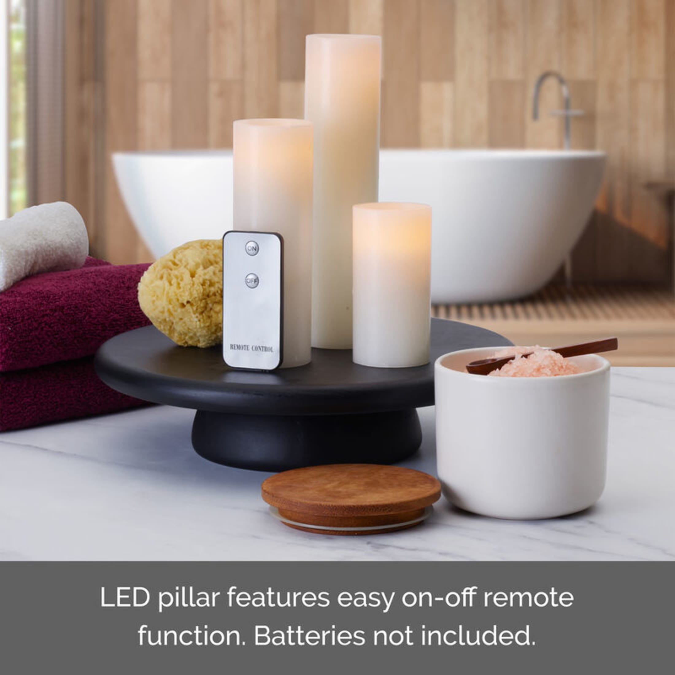 Pfaltzgraff 2X4, 2X6 and 2X8 inch, Wax Led Candles, Set of 3, White