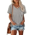 thumbnail image 2 of Women Summer Tops Womens T Shirts Short Sleeve V-Neck Shirts Cute Fit Summer Casual Tee Tops, 2 of 7