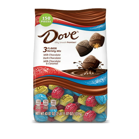 DOVE Promises Chocolate Candy, 3 Flavor Variety Mix | Contains 150 Pieces, 43.07 Oz. | Milk Chocolate, Dark Chocolate, Milk Chocolate &