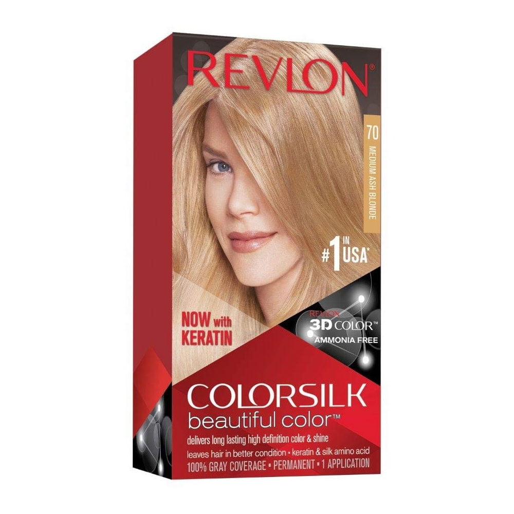 Revlon Colorsilk Beautiful Permanent Hair Color, 70 Medium Ash Blonde, 12  Pack 