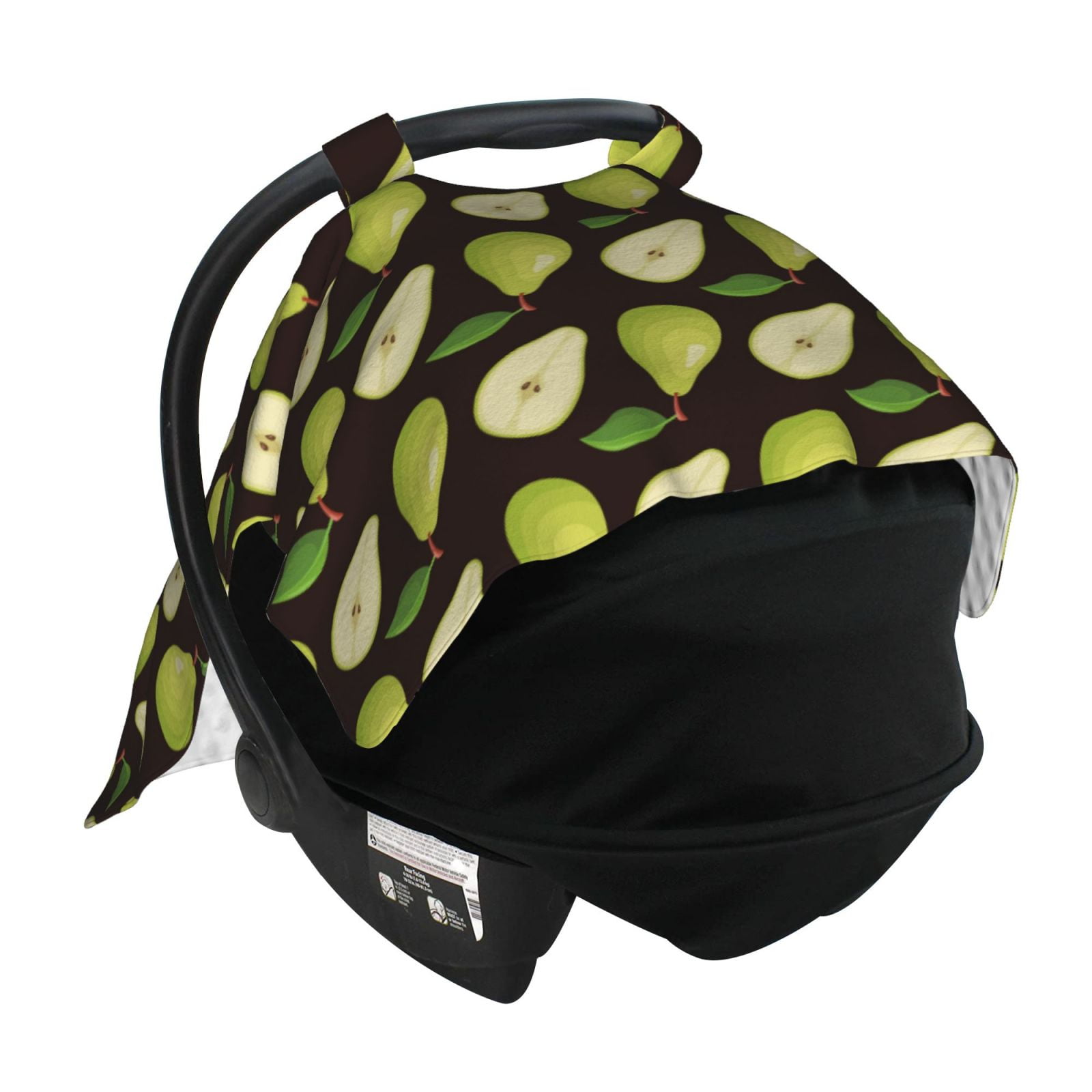 Car Seat Cover Baby - Cute Lime Green Pear Black Breathable Infant Car Seat Cover for Baby Carseat, Lightweight Comfort Baby Essentials Must Haves Newborn Stuff for Girl Boy