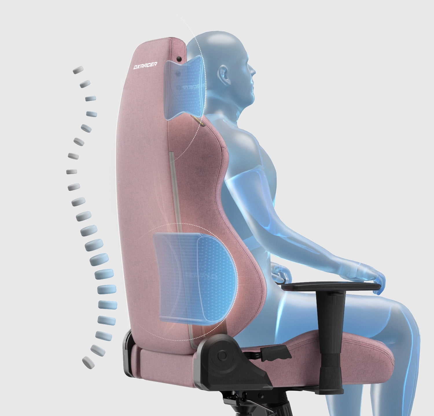 DXRacer Drifting Gaming Chair - Fabric Ergonomic Office Chair with Lumbar Pillow & Adjustable Headrest - Comfortable PC Computer Gamer Gaming Chair Recliner For Adults Teens, Pink, Regular L
