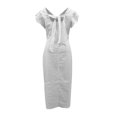 thumbnail image 5 of DJskiyers Casual Dresses For Older Women 2024 V Neck Linen Dress Ruffle Sleeve Comfy Dress Plus Size Long Dress, 5 of 6