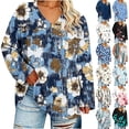 thumbnail image 2 of GERsome Women's Tops Plus Size V Neck Long Sleeve Shirts Dressy Casual Blouses Print Tunic Tops Size 4XL, 2 of 7
