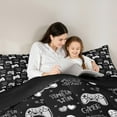 thumbnail image 4 of jejeloiu Cartoon Game Console 7pcs Bedding Comforter Set,Kids Gamepad Controller Queen Bedding Sets,3D Video Games Queen Sheet Sets For Teens,Luxury Bedroom Decor Reversible, 4 of 8
