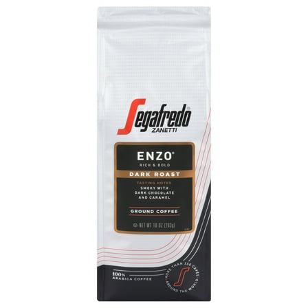 Segafredo Zanetti Enzo Dark Roast Premium Arabica, Ground Coffee, 10oz Bag