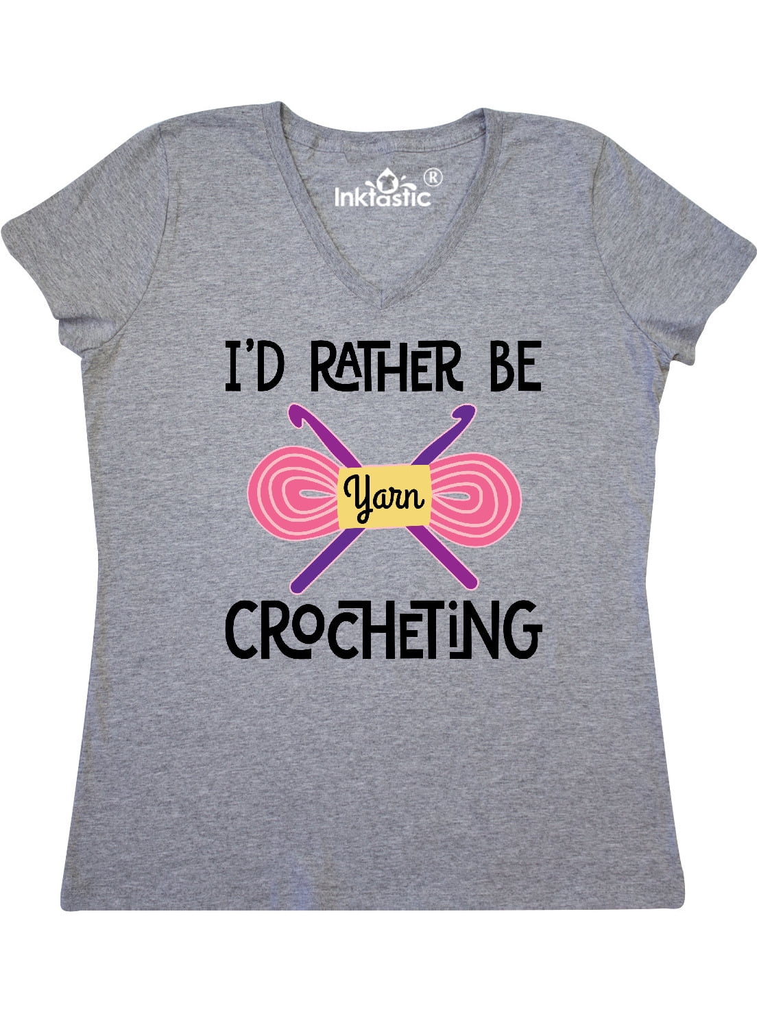INKtastic Crochet Yarn Rather Be Crocheting Women's VNeck TShirt