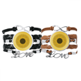 thumbnail image 1 of Flower Yellow Sunflower Bracelet Hand Strap Leather Rope Wristband Double Set, 1 of 3