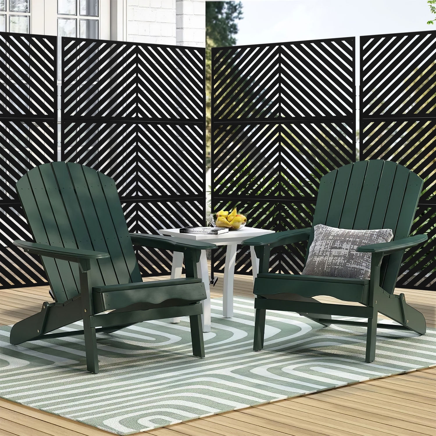 MAYEERTY 72x47in Black Galvanized Steel Panel Screen 6 Adjustable Panels