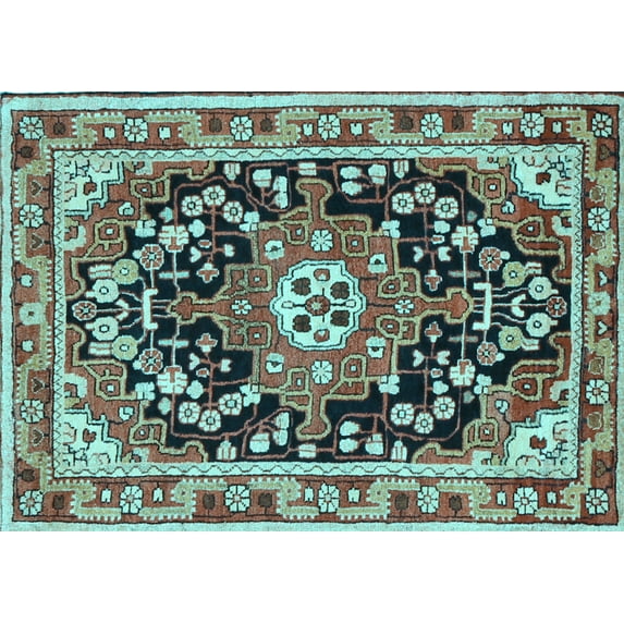 Ahgly Company Indoor Rectangle Persian Light Blue Traditional Area Rugs, 5' x 8'