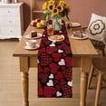 thumbnail image 2 of Valentine's Day Table Runner 72 Inches, Red Black Love Hearts Plaid Romantic Bed Runner Dresser Scarves Tabletop for Indoor Outdoor Parties/Ceremony/Banquet, 14" x 72", 2 of 8