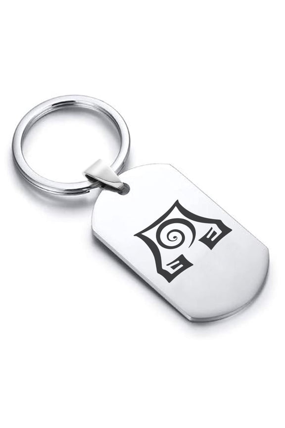 Stainless Steel Earth Element Dog Tag Keychain Circle Ring