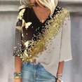 thumbnail image 1 of Fiudx Ofertas Flash Del Día Solo En Línea Blusa de Manga Larga de Verano con Cuello En V para Mujer, Sexy, Casual, con Estampado Regular, 1 of 5