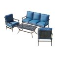 thumbnail image 1 of Every Season Iron 4 Piece Outdoor Conversation Set with Sofa, 1 of 11