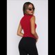 thumbnail image 4 of Tops Cortos Sin Mangas para Mujer, Camisetas Sin Mangas Fruncidas con Cuello Alto, Camisetas para Salir Y2K, Camisetas Ajustadas Lisas. Rojo XXL, 4 of 7
