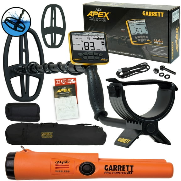 Garrett ACE APEX Metal Detector w/ Viper Coil, Pro-Pointer AT Z-lynk & Carry Bag