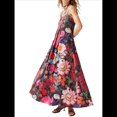 thumbnail image 1 of Vestido Maxi Floral para Mujer, Sin Mangas, Espalda Descubierta, Corte A, , Fluido, con Espalda Hueca y Tirantes Finos Rojo M, 1 of 8
