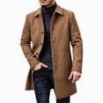 thumbnail image 2 of FRSASU Men's Mid‑Length Overcoat Single‑Breasted Notched Lapel Collar Warm Casual Business Winter Outerwear Coat Brown, 2 of 6