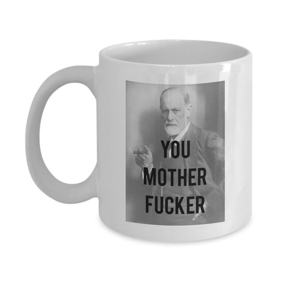 Sigmund Freud Pun Mug - Funny Tea Hot Cocoa Coffee Cup - Novelty Birthday Gift, Ceramic Mug 11Oz
