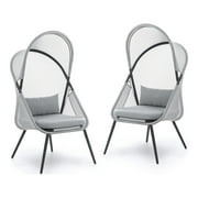 Furniture of America Perth UV-Resistant Foldable Patio Chairs, Set of 2, Light Gray