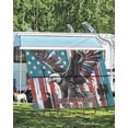 thumbnail image 4 of 4th of July RV Awning Sun Shade Screen 9'X15.3' Bald Eagle Mesh Sunscreen Retro Patriotic 250th American Flag Awning Shade Screen with Zipper UV Blocker Completed Kits for RV Motorhome Camper, 4 of 7