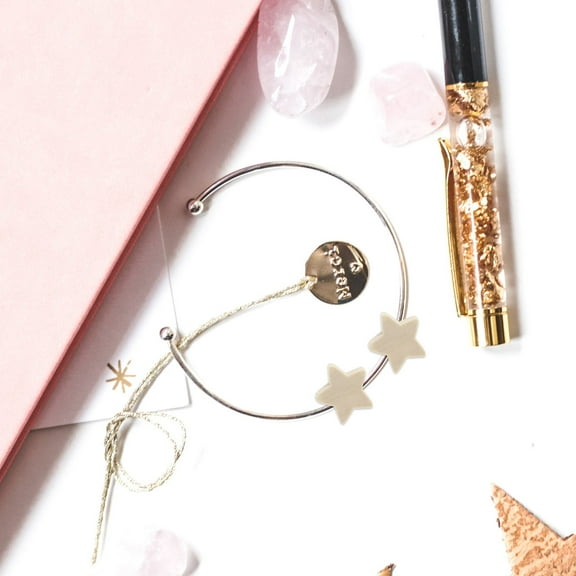 MLINS Wooden Star Beads for Jewelry Making Crafts Beige Color 50pcs Perfect for Kids and DIY Projects