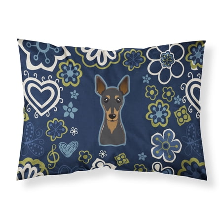 Carolines Treasures BB5091PILLOWCASE Blue Flowers Min Pin Fabric Standard Pillowcase Standard multicolor