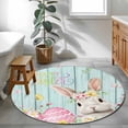 thumbnail image 4 of Turquoise Easter Round Area Rugs Collection 4', Spring Easter Bunny Eggs Floral Wooden Non Slip Indoor Circular Throw Runner Rug Floor Mat Carpet for Living Room Dining Table Bedroom Nursery, 4 of 9