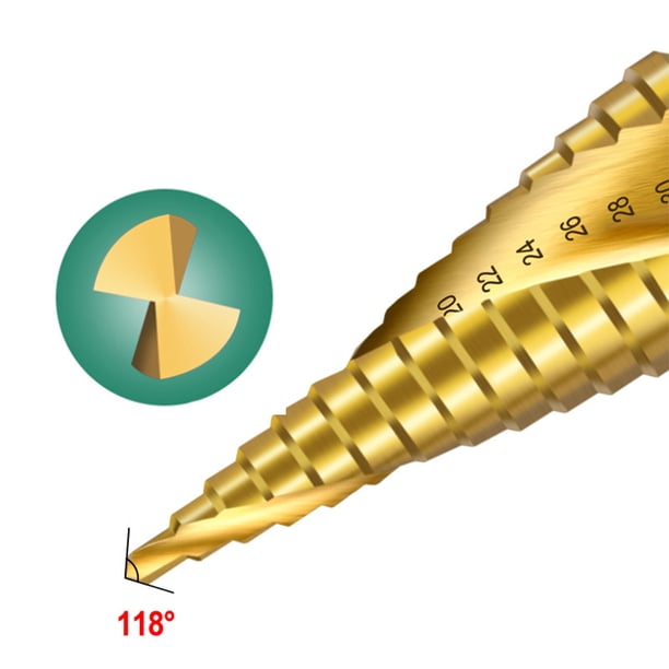 Broca Escalonada HSS 4-32 Mm - Para Metal, Madera Y Plástico, Vástago Hexagonal 6,35 Mm