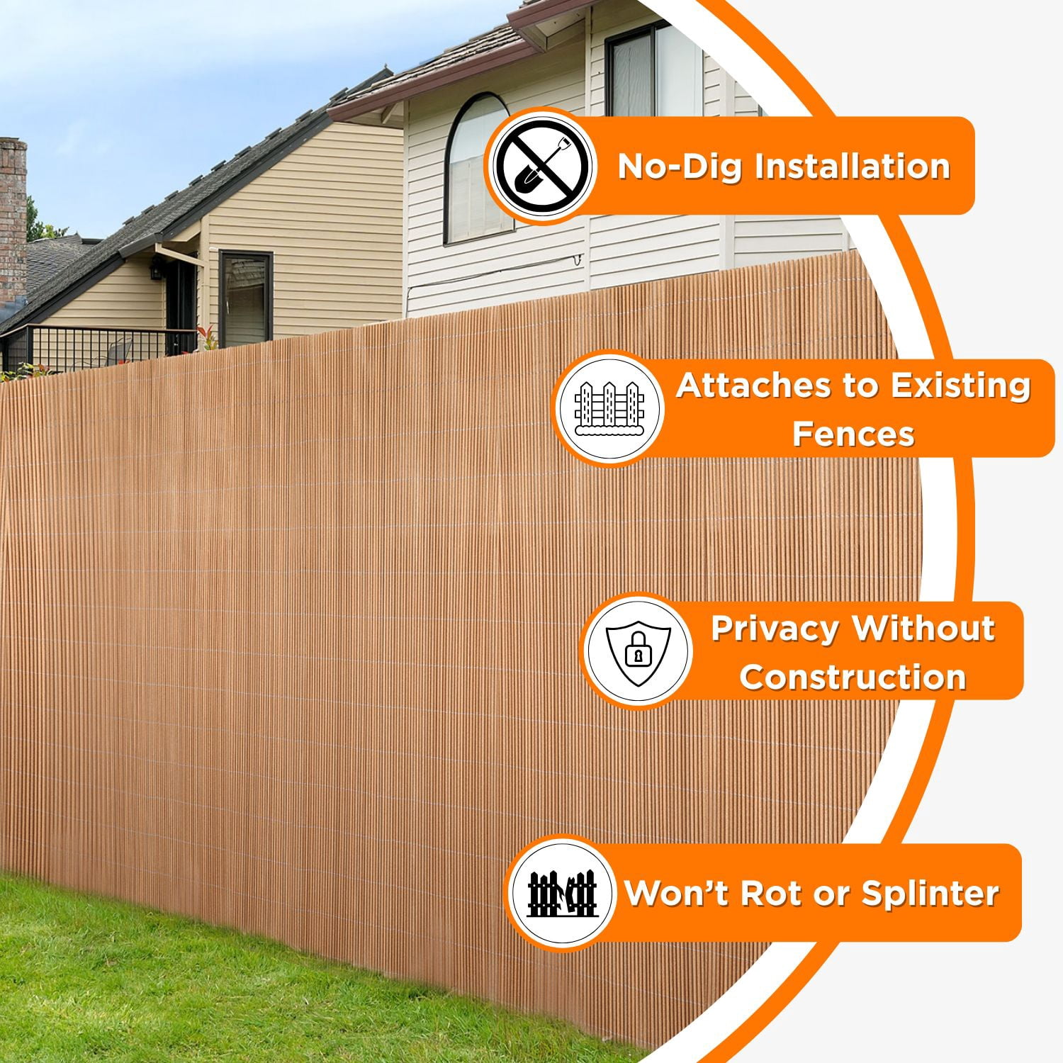 Backyard X-Scapes 6 ft x 8 ft All-Weather Synthetic Bamboo Fencing for Outdoors, Privacy Fence for yard,  Fence Panel, Tan