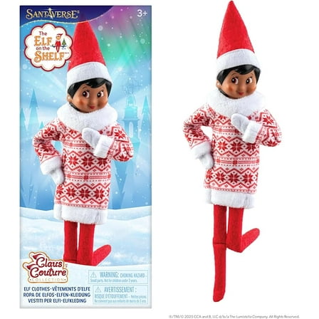 The Elf on the Shelf Claus Couture Collection Snowflake Sweetie Dress - Charming Fair Isle-Inspired Tunic Dress - Scout Elf Not Included