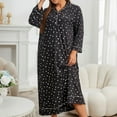thumbnail image 4 of QUINDOS Plus Size Pajamas for Women Button Down Midi Nightgowns for Women Polka Dot Long Sleeve Sleep Dress Casual Solid Loose Home Wear Night Dress, 4 of 5