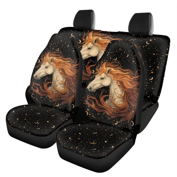 FUIALDOLG Horse Celestial Night Car Seat Covers Anti-Slip Car Interior Accessories Set, Full Set Compatible with Truck Trucks