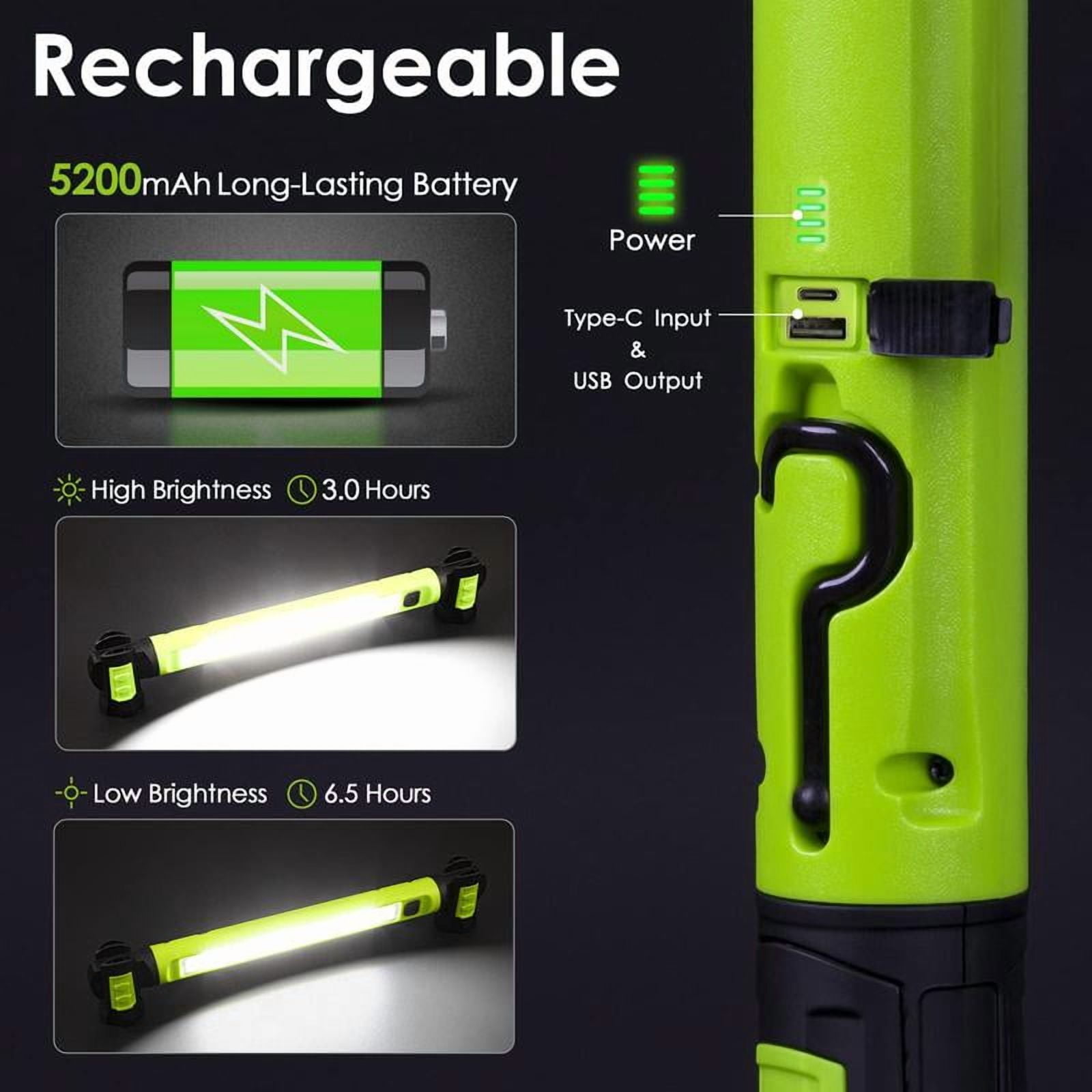 3000LM Worklight Flashlight, 5200mAh Rechargeable Underhood Lighting with Magnetic Base & Hanging Hooks, Handy Light for Car Repair/Garage/Job site/Power Outage/Emergency, Waterproof Durable Ledlight