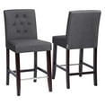 thumbnail image 2 of Benzara BM205653 Button Tufted Fabric Upholstered Bar Stool, Charcoal Gray & Brown - Set of 2, 2 of 4