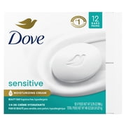 Dove Beauty Bar Soap for Sensitive Skin, Sensitive, Fragrance Free And Hypoallergenic, 3.75 oz 12 Bars