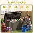 thumbnail image 2 of Homall 98 Gallon Deck Box with Lockable Lid, Waterproof Outdoor Storage Container for Patio, Garden & Backyard, Brown, 2 of 7