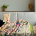 thumbnail image 3 of Butterfly Soft Flannel Fleece Throw Blanket, Colorful Flying Spring Moths in a Book, Cozy Plush for Indoor and Outdoor Use, 70" x 90", Apple Green Multicolor, by Ambesonne, 3 of 5