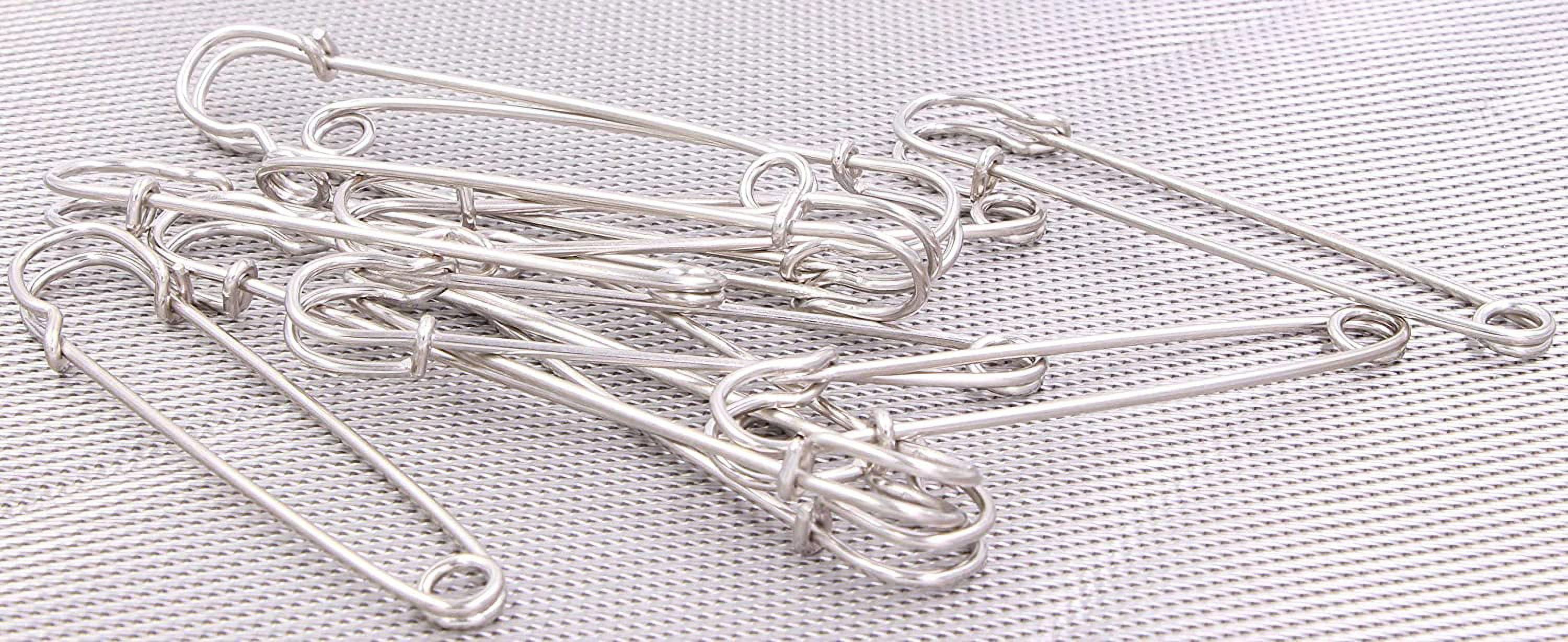 10PCS 5cm/2''Silver Stainless Steel Heavy Duty Safety Pins Extra Strong  Steel Metal Spring Lock Pin Fasteners for Blankets Skirts Kilts and DIY Art