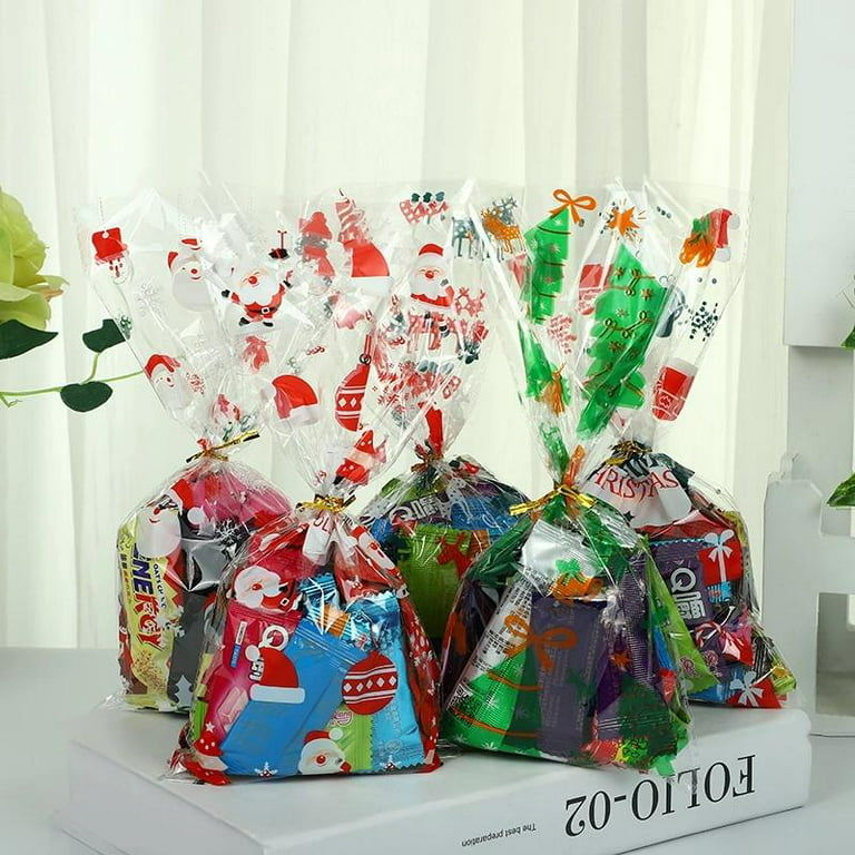50Pcs Christmas Cellophane Bags, Candy Treats Candy Clear Bag for Christmas  Party Favors Gift, 4.9 X 10.8, Christmas Cone Bags for Christmas Party  Supplies, Xmas Cookie Snacks Bag 