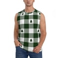 thumbnail image 2 of Lsque Green White Lumberjack Plaid Print Men's Cotton Blend Sleeveless Muscle Shirts (S-3XL)- Moisture Wicking, Odor Protection, UPF 30+,XX-Large, 2 of 8
