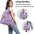 thumbnail image 2 of 5 Pack Foldable Shopping Bag,Purple Halloween Pattern Reusable Grocery Bags with Pockets,Large Reusable Tote Bags with Handles Waterproof & Lightweight, 2 of 6